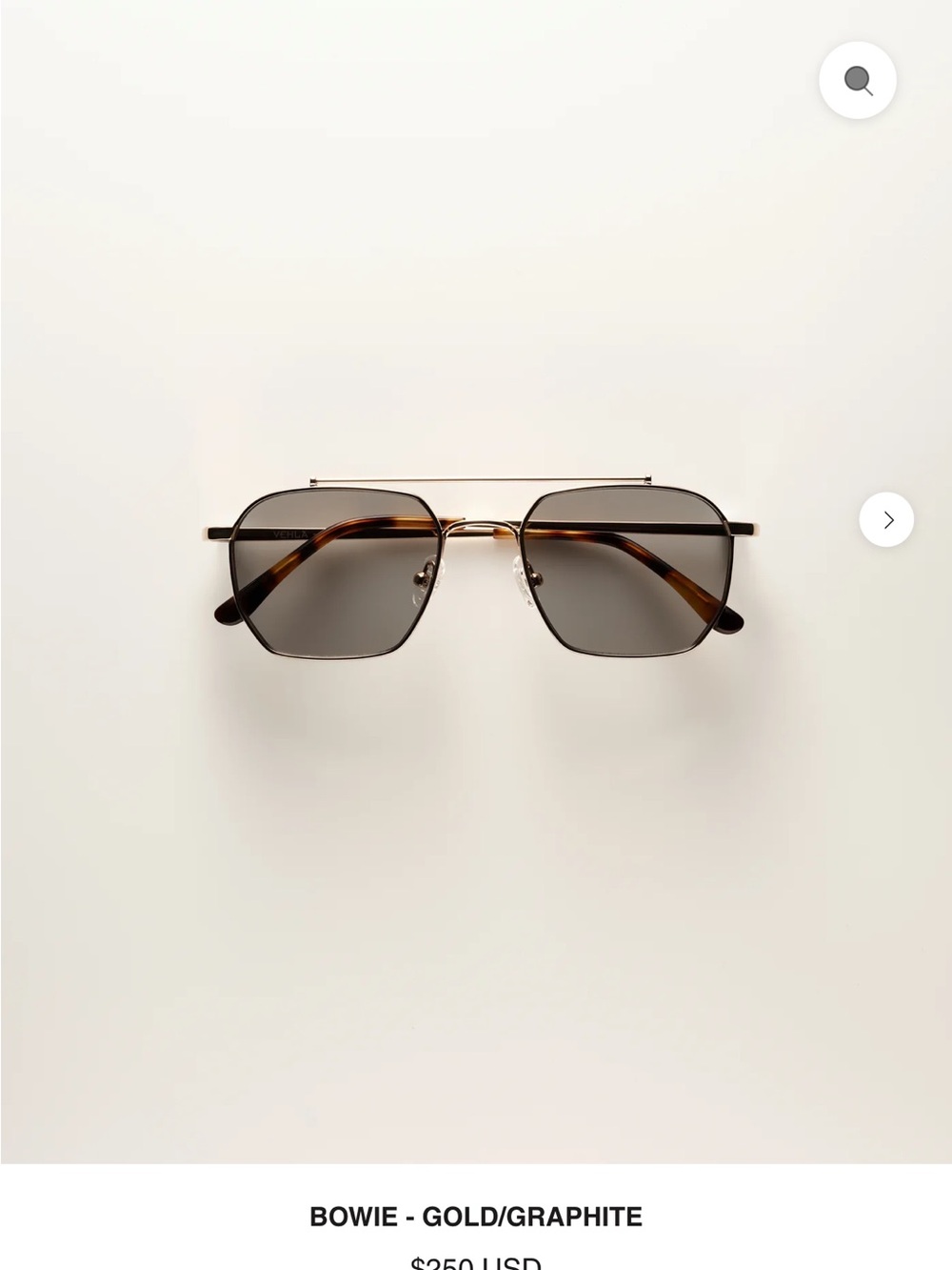 VEHLA BOWIE Gold/Graphite sunglasses